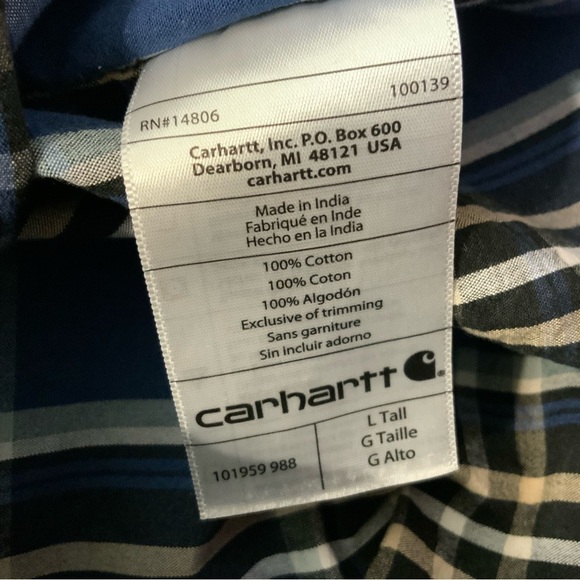 Carhartt Plaid Short Sleeve Button Down. Men’s Size Large. Blue. - Picture 6 of 6